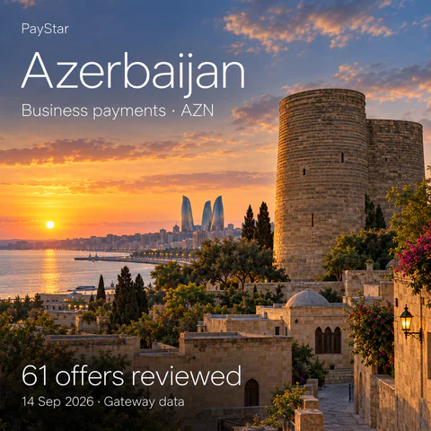 Azerbaijan: Baku old city's cylindrical stone Maiden Tower beside low historic rooftops and a suggestion of the Caspian shore, 61 historical offers reviewed.