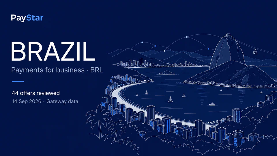 Brazil: 44 historical offers, BRL, snapshot 14 Sep 2026. Navy line-art editorial AI illustration.