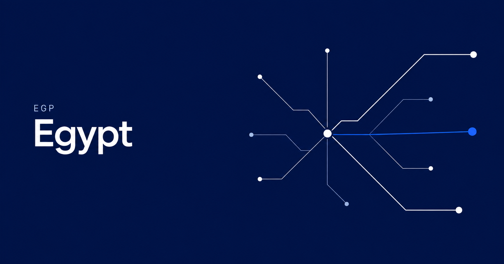 Egypt and EGP typography beside three fine payment routes branching from a central node on navy.