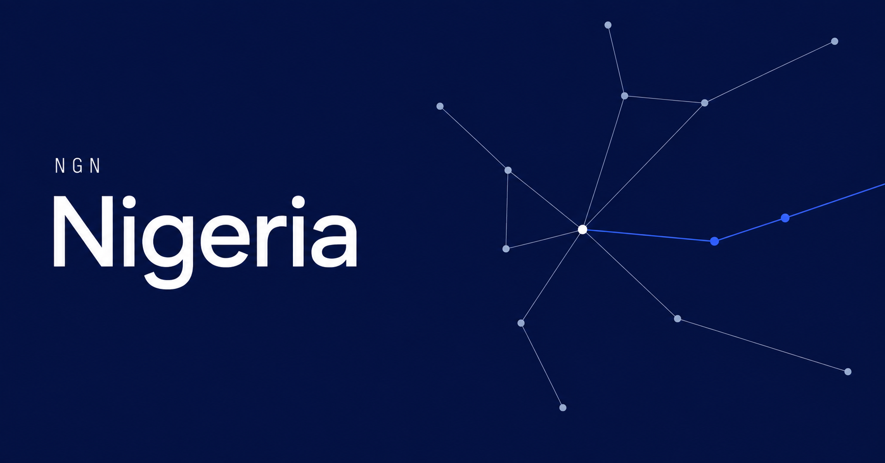 Nigeria and NGN typography beside fine payment-network routes on a navy background.