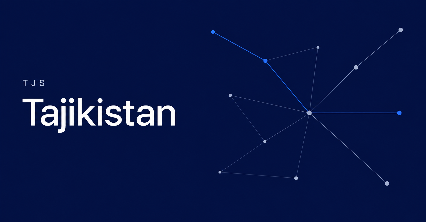 Tajikistan and TJS typography beside fine payment-network routes on a navy background.
