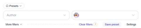 Save preset action after selecting a filter