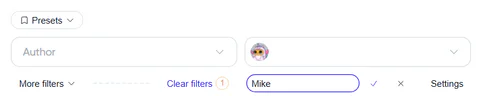Entering a preset name