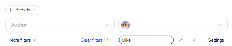 Entering a preset name