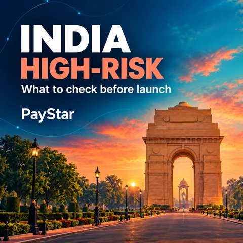 Colourful scenic editorial AI illustration inspired by India Gate, with an India high-risk headline. Not a documentary view.