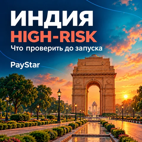 Яркая редакционная AI-иллюстрация с архитектурой, вдохновлённой India Gate, и темой high-risk в Индии. Не документальный вид.