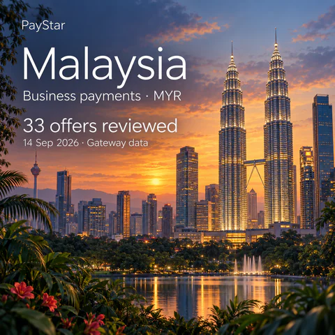 Malaysia: Kuala Lumpur skyline with the recognizable paired Petronas Towers and restrained tropical foliage, 33 historical offers reviewed.