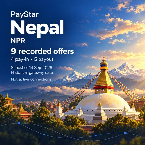 Editorial AI illustration inspired by Boudhanath stupa and Himalayas. 9 historical offer records: 4 pay-in, 5 payout; NPR; snapshot 14 September 2026. Not active connections; not a documentary view.