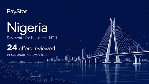 Nigeria: 24 offers reviewed; Payments for business · NGN. Navy editorial landscape.