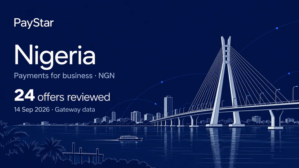 Nigeria: 24 offers reviewed; Payments for business · NGN. Navy editorial landscape.