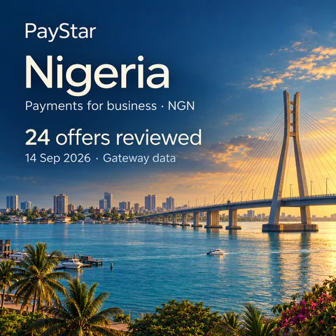 Nigeria: 24 offers reviewed; Payments for business · NGN. Bright editorial landscape.