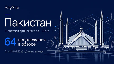 Пакистан: 64 предложения в обзоре; Платежи для бизнеса · PKR. Navy editorial landscape.