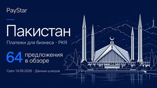 Пакистан: 64 предложения в обзоре; Платежи для бизнеса · PKR. Navy editorial landscape.