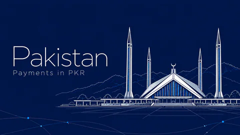 Fine pale line illustration of Faisal Mosque and Margalla Hills on deep navy. Editorial AI illustration, not a documentary viewpoint.