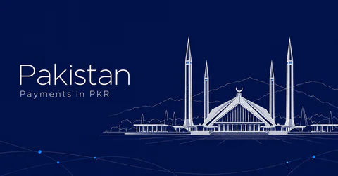 Fine pale line illustration of Faisal Mosque and Margalla Hills on deep navy. Editorial AI illustration, not a documentary viewpoint.