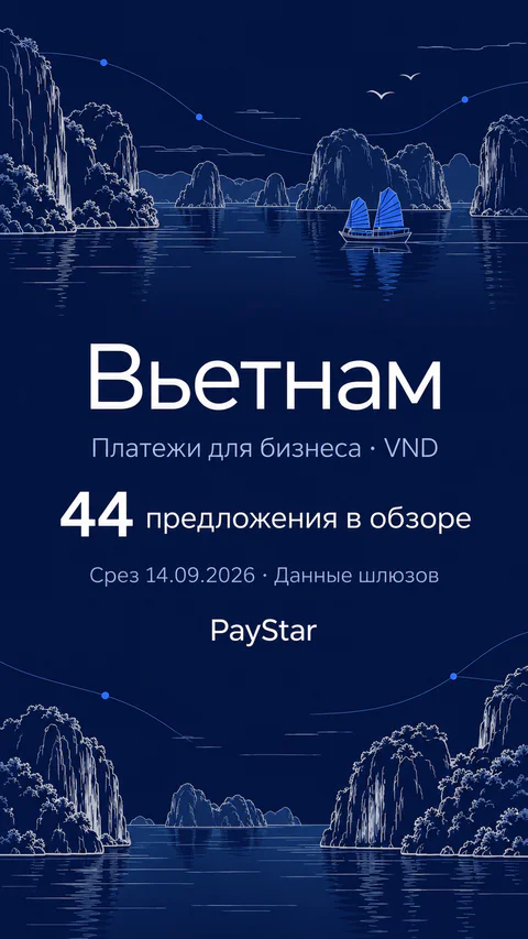 Вьетнам: 44 предложения в обзоре; Платежи для бизнеса · VND. Navy editorial landscape.