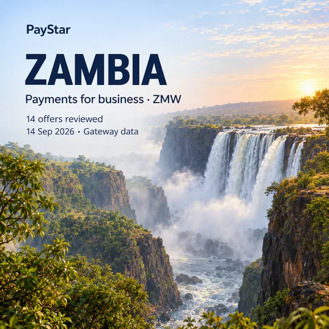 Zambia: 14 historical offers, ZMW, snapshot 14 Sep 2026. Vivid scenic editorial AI illustration.