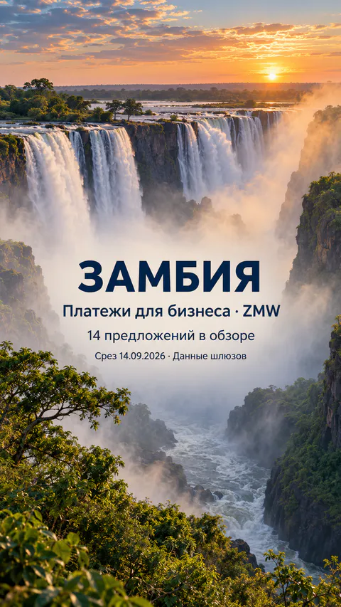 Замбия: 14 исторических предложений, ZMW, срез 14.09.2026. Яркая пейзажная редакционная AI-иллюстрация.